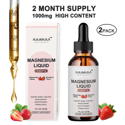 ROLI&ROLA Magnesium Glycinate Liquid Drop with Citrate.1FL OZ/30ml.Flavor Strawberry