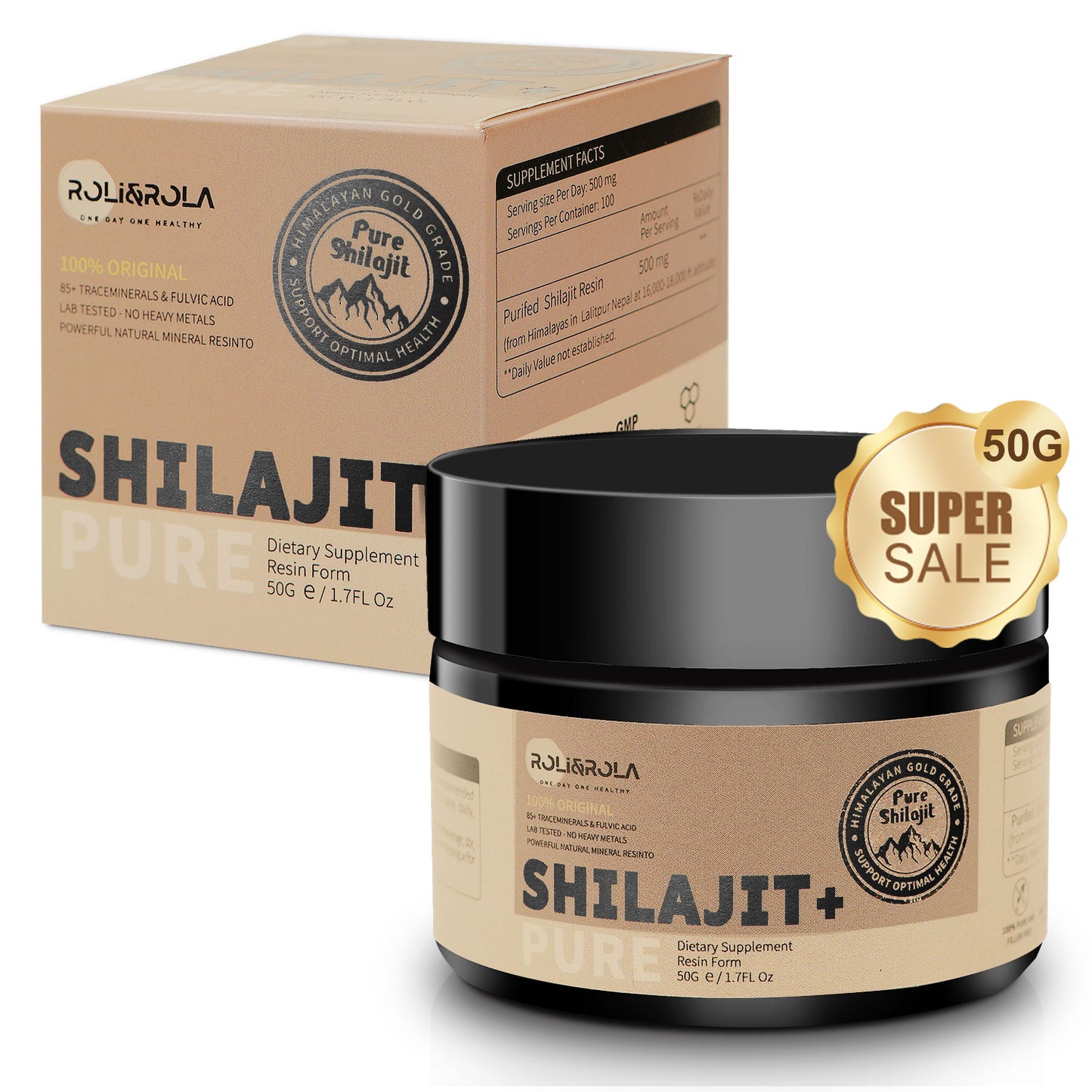 ROLI&ROLA Gold Grade 500mg Pure Himalayan Organic Shilajit Resin.50ml