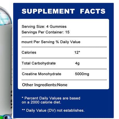 ROLI&ROLA 5Grams Per Serving High Strength Creatine Monohydrate Gummies.60 Gummies.Flavor Blueberry