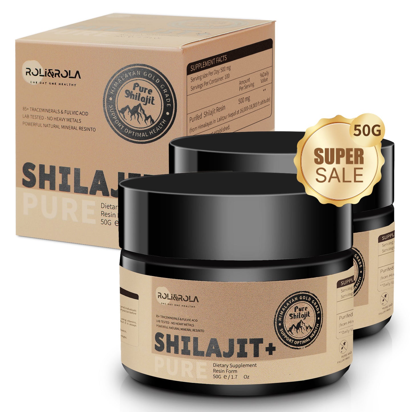 ROLI&ROLA Gold Grade 500mg Pure Himalayan Organic Shilajit Resin.50ml