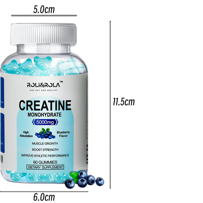 ROLI&ROLA 5Grams Per Serving High Strength Creatine Monohydrate Gummies.60 Gummies.Flavor Blueberry